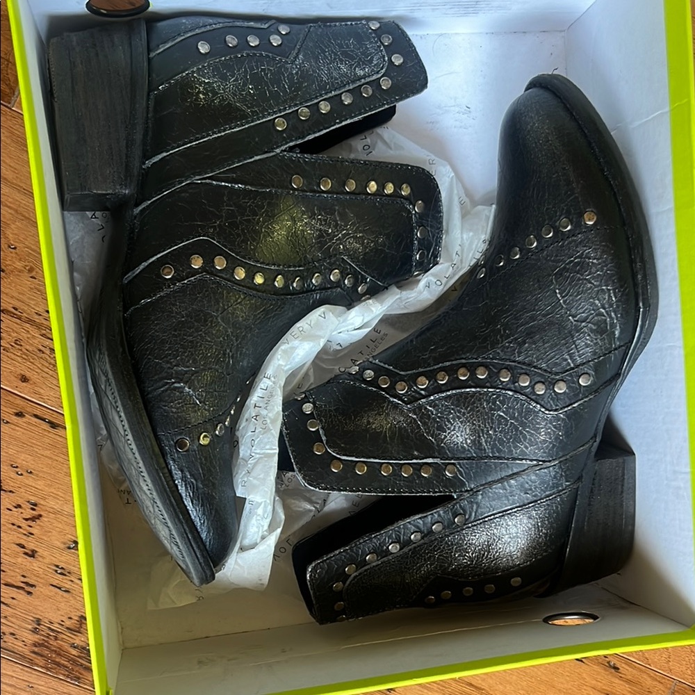 Studded Black Booties EUC - Picture 3 of 10
